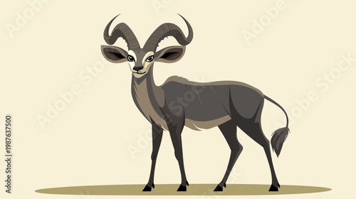 Digitally created illustration of a sable antelope against a light background. Features large horns