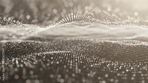 Abstract Golden Particle Wave with Glowing Bokeh Effects