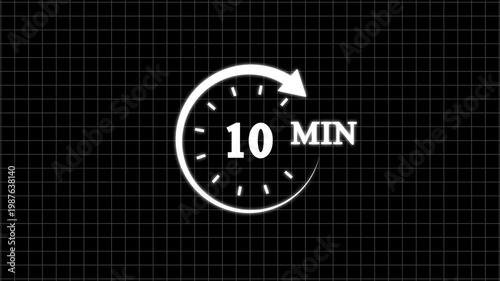 Timer Icon With 10 Minutes Displayed Isolated On A White Background countdown clock.,promotion clock signs business concept.4k