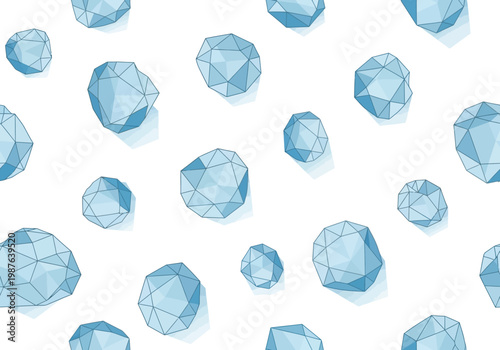 Abstract Geometric Vector Pattern Polygonal Shapes in Pale Blue and White
