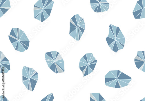 Abstract Geometric Vector Pattern with Blue Shapes on White Background - EPS