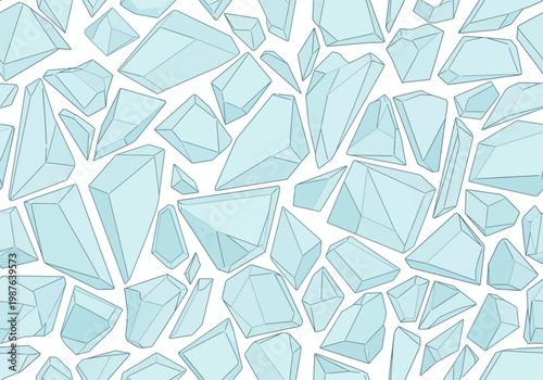 Vector shards of ice broken in abstract design on white background