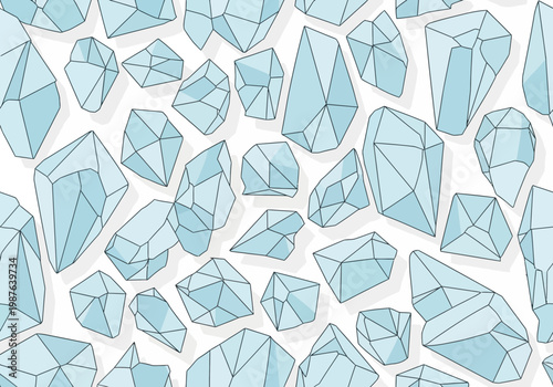 Abstract geometric pattern of broken ice shards and crystals, vector illustration