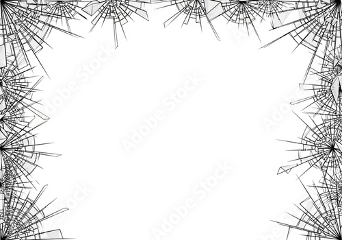 Vector illustration of shattered glass frame, broken window effect, abstract design element