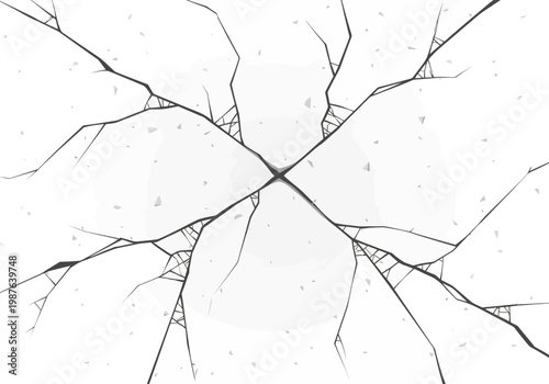 Cracked Glass Vector Illustration with Cobwebs and Spiderweb Detail