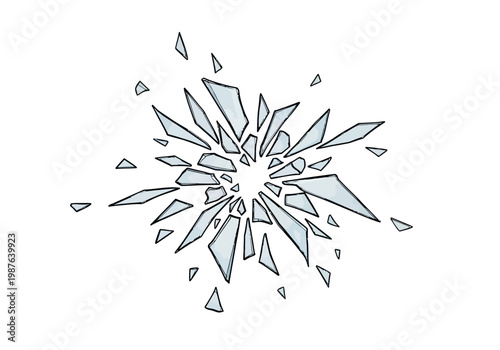 Shattered Glass Effect Vector Illustration - Abstract Bursting Fragments