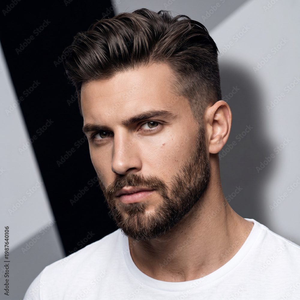 Fototapeta premium Closeup of a man posing on an abstract background
