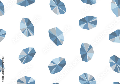 Seamless geometric pattern of abstract blue crystal shapes in a clean vector illustration