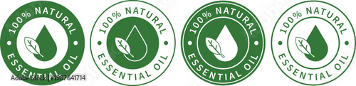 Essential oil drop icon for natural beauty and skin care product certificate label. Natural beauty and skin care product sticker logo.