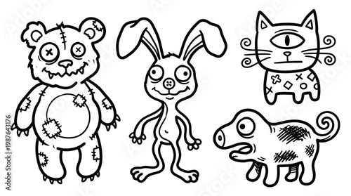 Cartoon animal characters illustration isolated white background