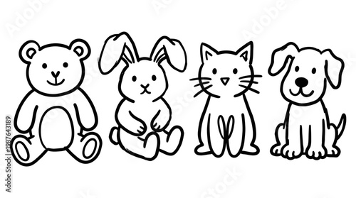 Cartoon animal illustrations on white background