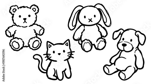 Cartoon animal plush toy collection