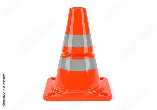 Wallpaper Mural Orange traffic safety cone with reflective stripes isolated on white background Torontodigital.ca