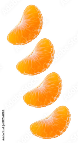 Wallpaper Mural Fresh juicy mandarin orange segments floating on white background Torontodigital.ca
