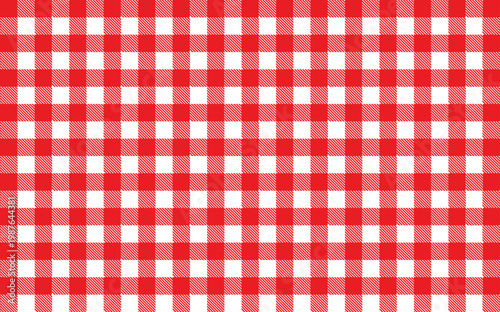 Foto Red Gingham Check Pattern Background, Seamless Picnic Tablecloth Plaid Texture V