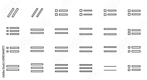A minimalist vector graphic illustration of various line art rectangles and squares in a flat design style