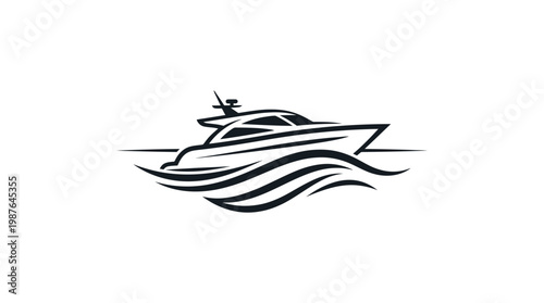 Elegant yacht silhouette on water design