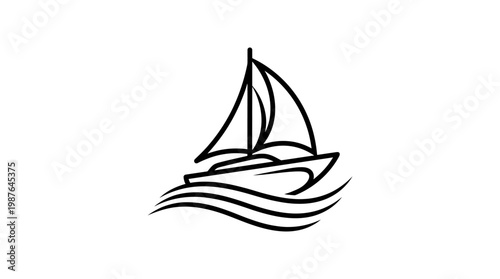 Sailboat on waves illustration