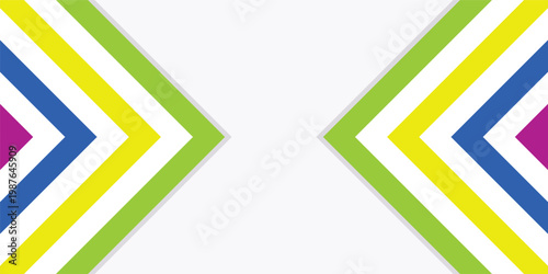 Abstract geometric background with colorful stripes forming arrows pointing inwards on a white canvas, modern design