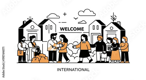 International Community Welcome and Global Integration Vector Illustration