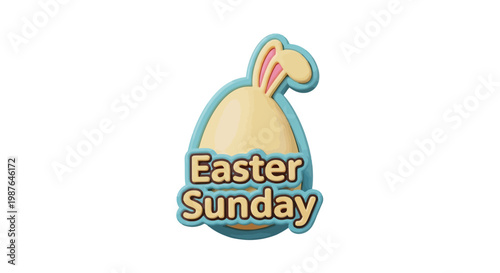 Easter Sunday Vector Graphic with Egg and Bunny Ears