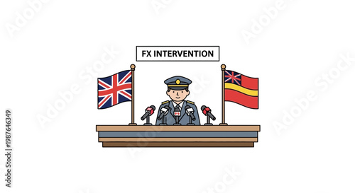 FX Intervention Press Conference Vector Illustration