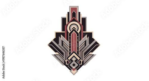 Art Deco Geometric Emblem Vector Illustration on White Background