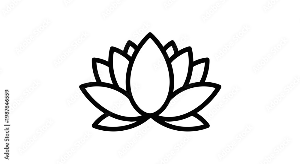 Obraz premium Minimalist Lotus Flower Line Art Vector Illustration