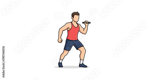 Fitness Man Training with Hand Grip Strengthener Vector Illustration