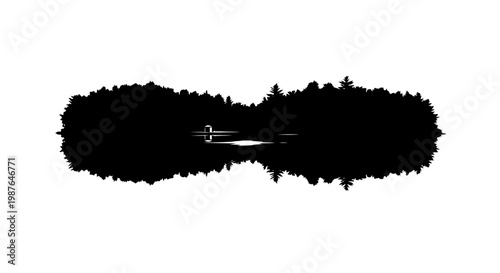Minimalist Forest Lake Reflection Silhouette Vector Graphic