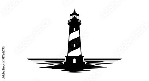 Minimalist Lighthouse Silhouette Vector Illustration