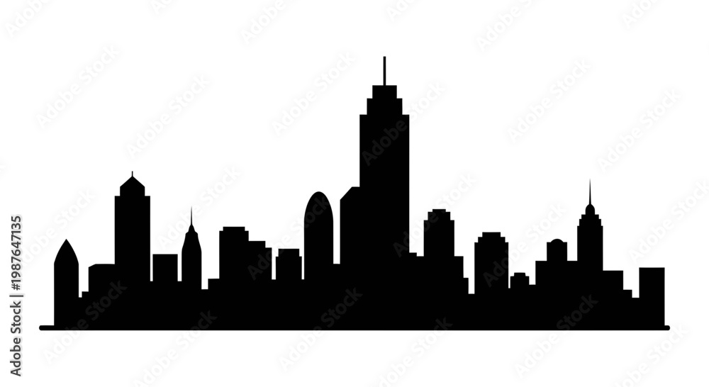 Obraz premium Modern city skyline silhouette vector illustration on white