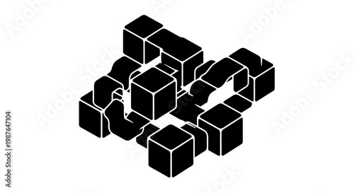 Isometric Abstract Geometric Cube Structure Vector Illustration