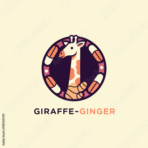 Creative Giraffe and Ginger Root Pill Logo Design Concept.