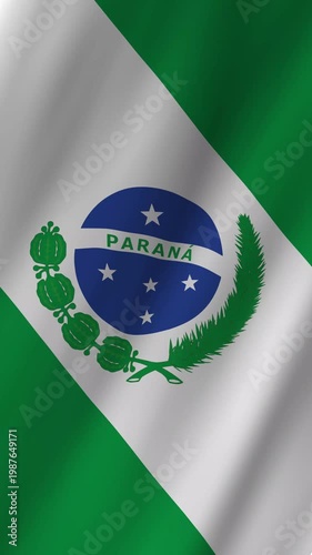 Vertical Parana Flag 4K Brazil State Pride Animation Flag PR Symbol