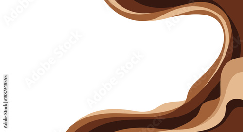 Abstract Brown Wavy Paper Cut Background Vector Illustration
