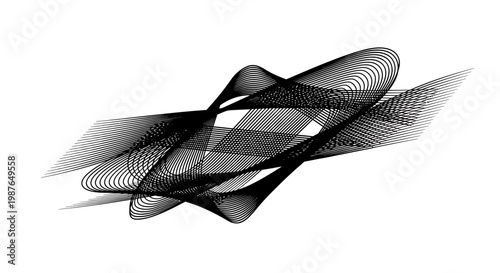 Abstract Black and White Geometric Line Art Vector