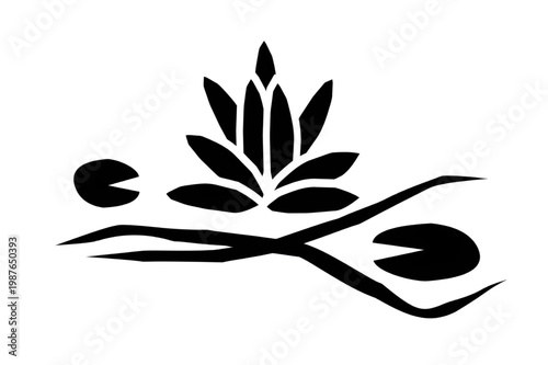 訃報・葬儀用　蓮の花のモノクロアイコン