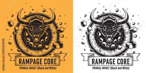 Rampage Core Primal Impact Bull Head Breaking Circle Emblem