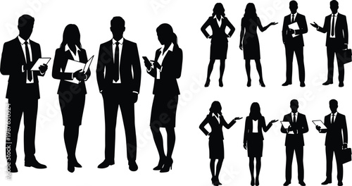 Silhouetted business professionals 