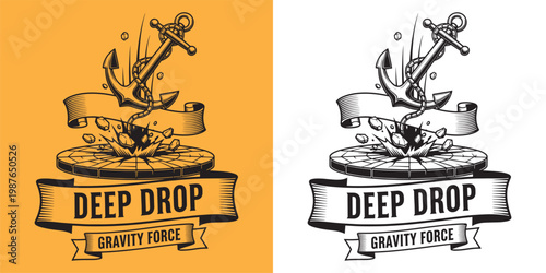Deep Drop Gravity Force Anchor Crashing Into Surface Illustration