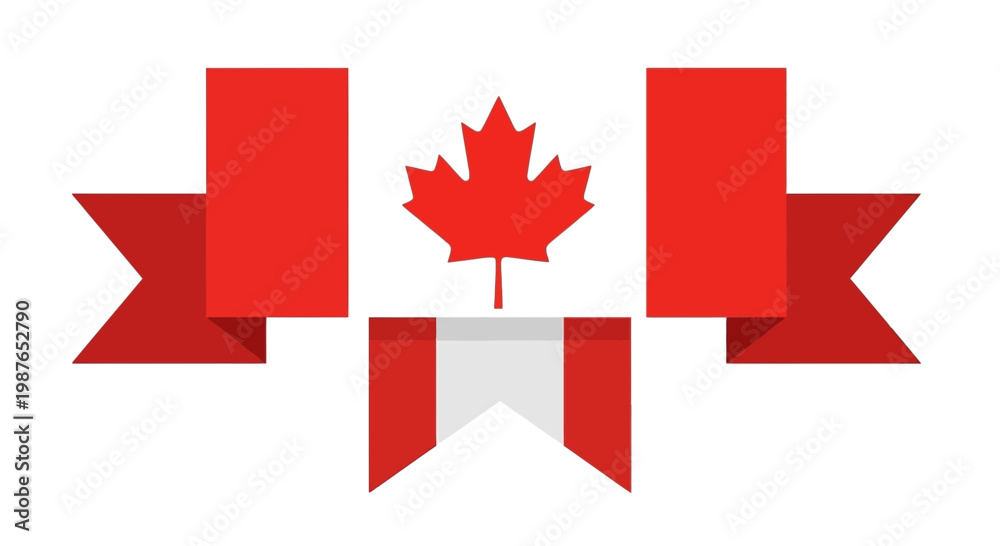 Fototapeta premium Canada Flag Ribbon Banner - Canadian Maple Leaf Symbol