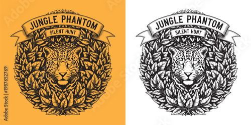 Leopard Head Peeking Through Jungle Leaves, Jungle Phantom Silent Hunt