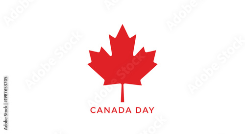 Red Maple Leaf Symbol for Canada Day Celebration, White Background