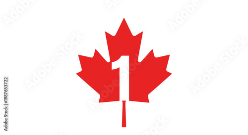 Red Maple Leaf with Number 1 - Canada Symbol