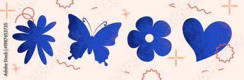 Blue abstract shapes set. Vector illustration