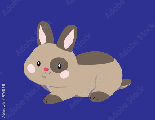 Cartoon bunny on blue background. Vector illustration