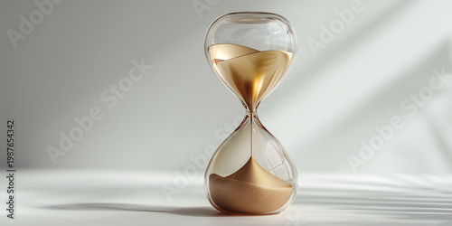 Time management and productivity efficiency concept represented through iconic golden hourglass symbolizing urgency planning discipline and premium corporate workflow optimization strategy design