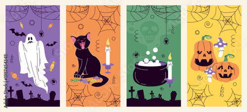 Halloween spooky panels. Vector illustration