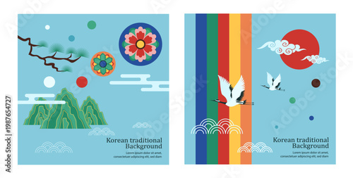 Korean traditional themed art. Vector illustration